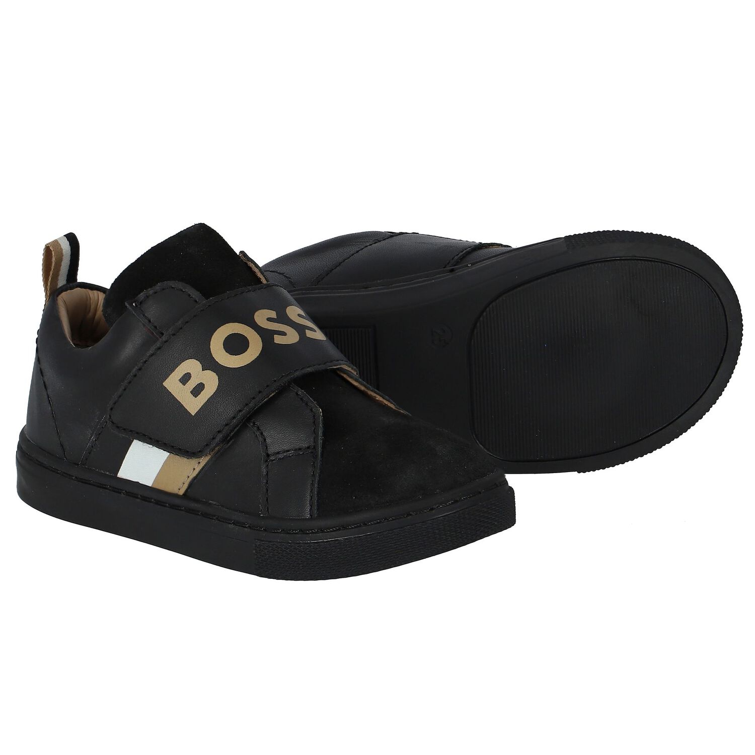 Boys Black Logo Trainers, 1, hi-res image number null