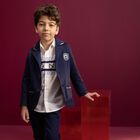 Boys Navy Logo Blazer, 1, hi-res