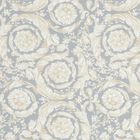 Baby Girls Ivory & Grey Logo Barocco Blanket, 1, hi-res