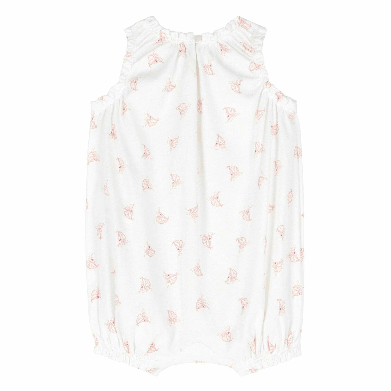 Baby Girls White and Pink Romper , 1, hi-res