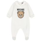 White Teddy Bear Logo Babygrow, 4, hi-res