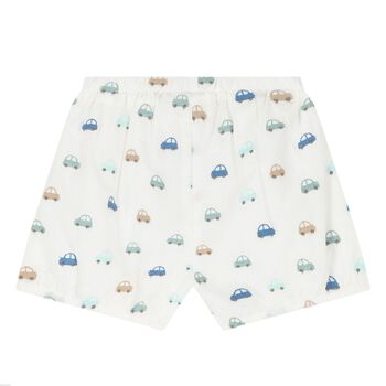 Baby Boys Green & White Car Shorts Set