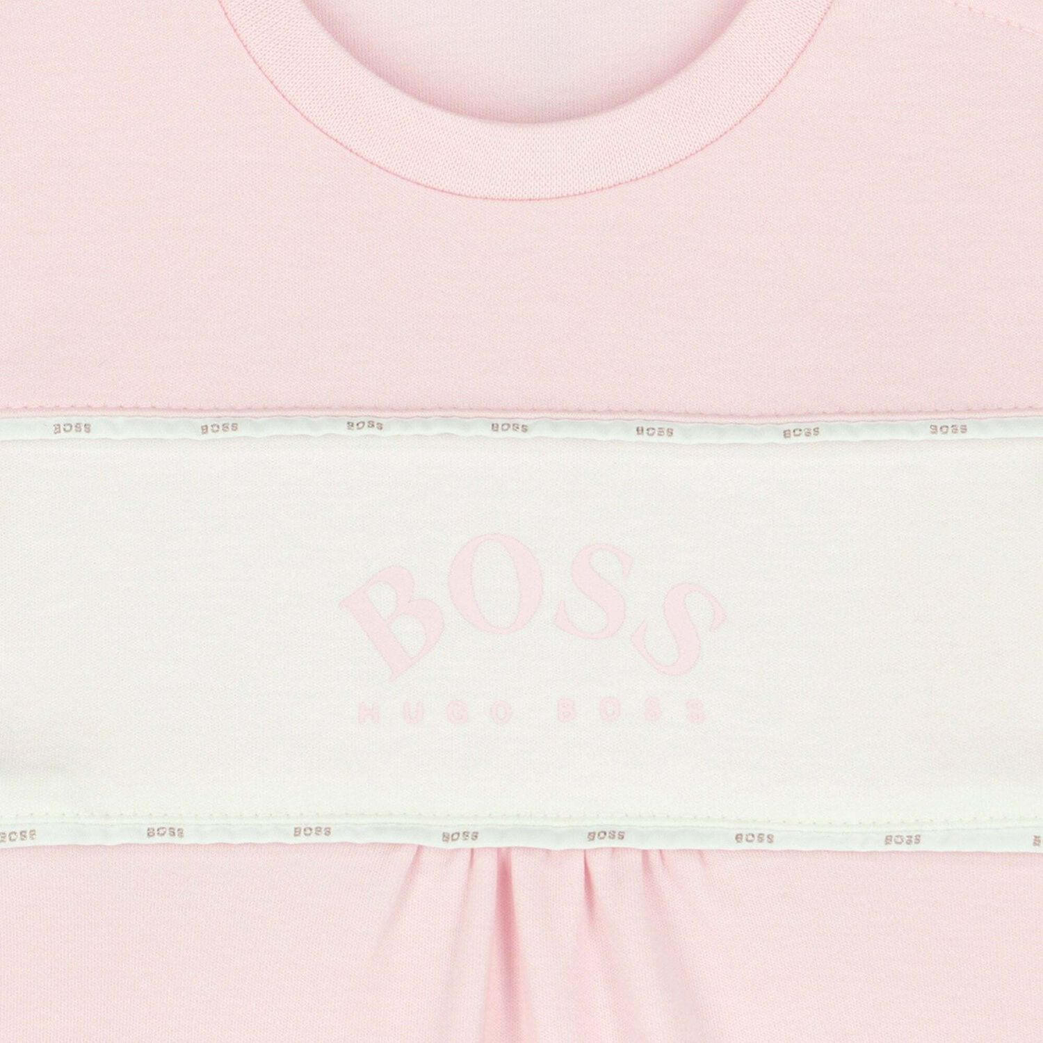 Younger Girls Pink & White Logo Dress, 1, hi-res