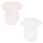 Baby Girls Ivory & Pink Logo Bodysuits ( 2-Pack ), 1, hi-res