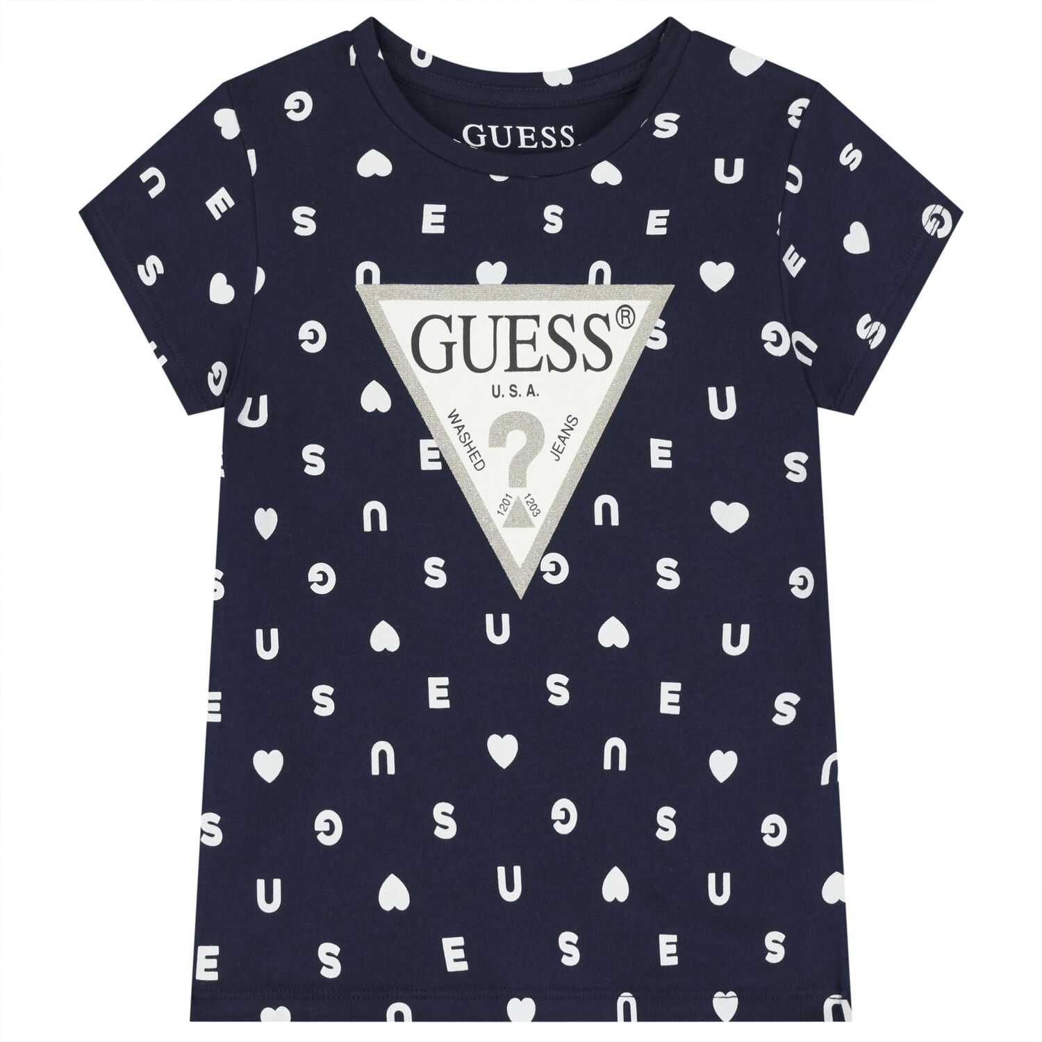 Girls Navy Blue Logo T-Shirt, 2, hi-res