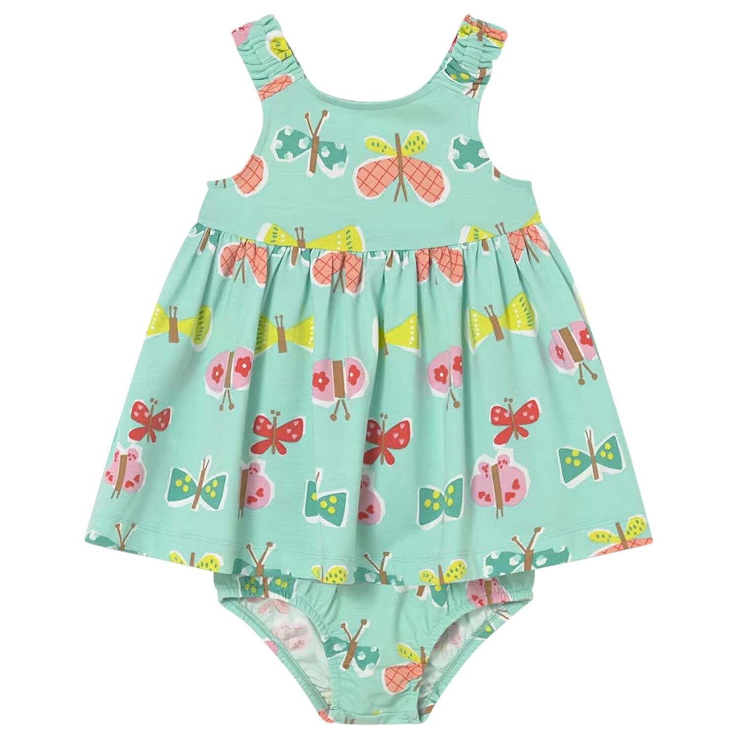 Younger Girls Green Bugs Dress Set, 1, hi-res