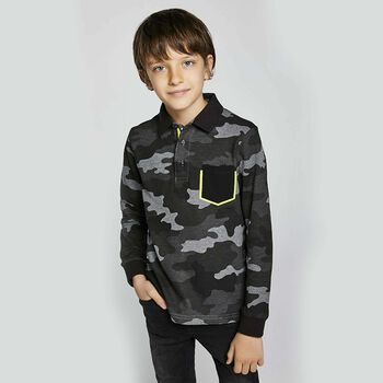 Boys Long Sleeve Camo Polo Shirt
