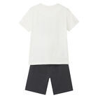 Boys White & Grey Graphic Shorts Set, 1, hi-res