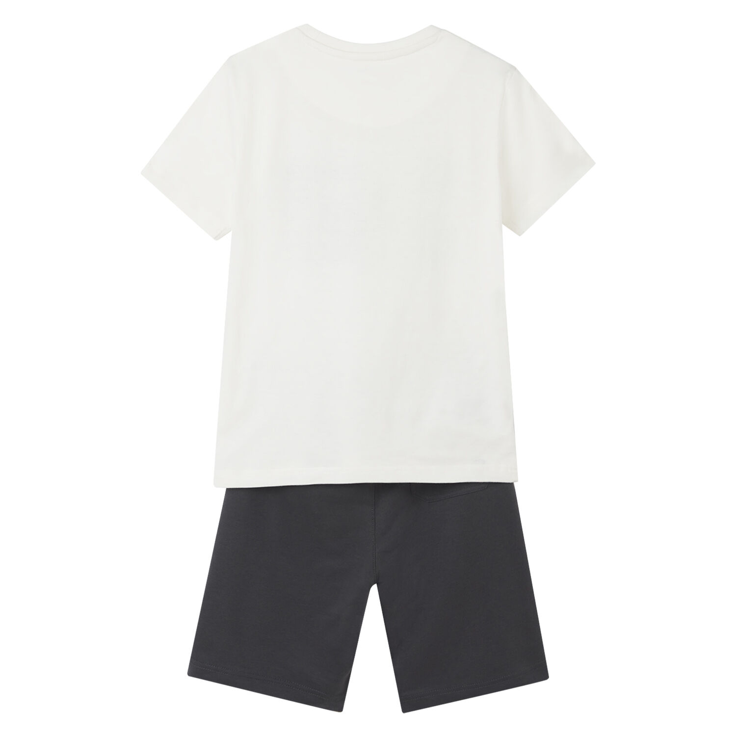 Boys White & Grey Graphic Shorts Set, 1, hi-res