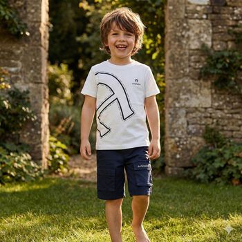 Boys Navy Blue Logo Shorts