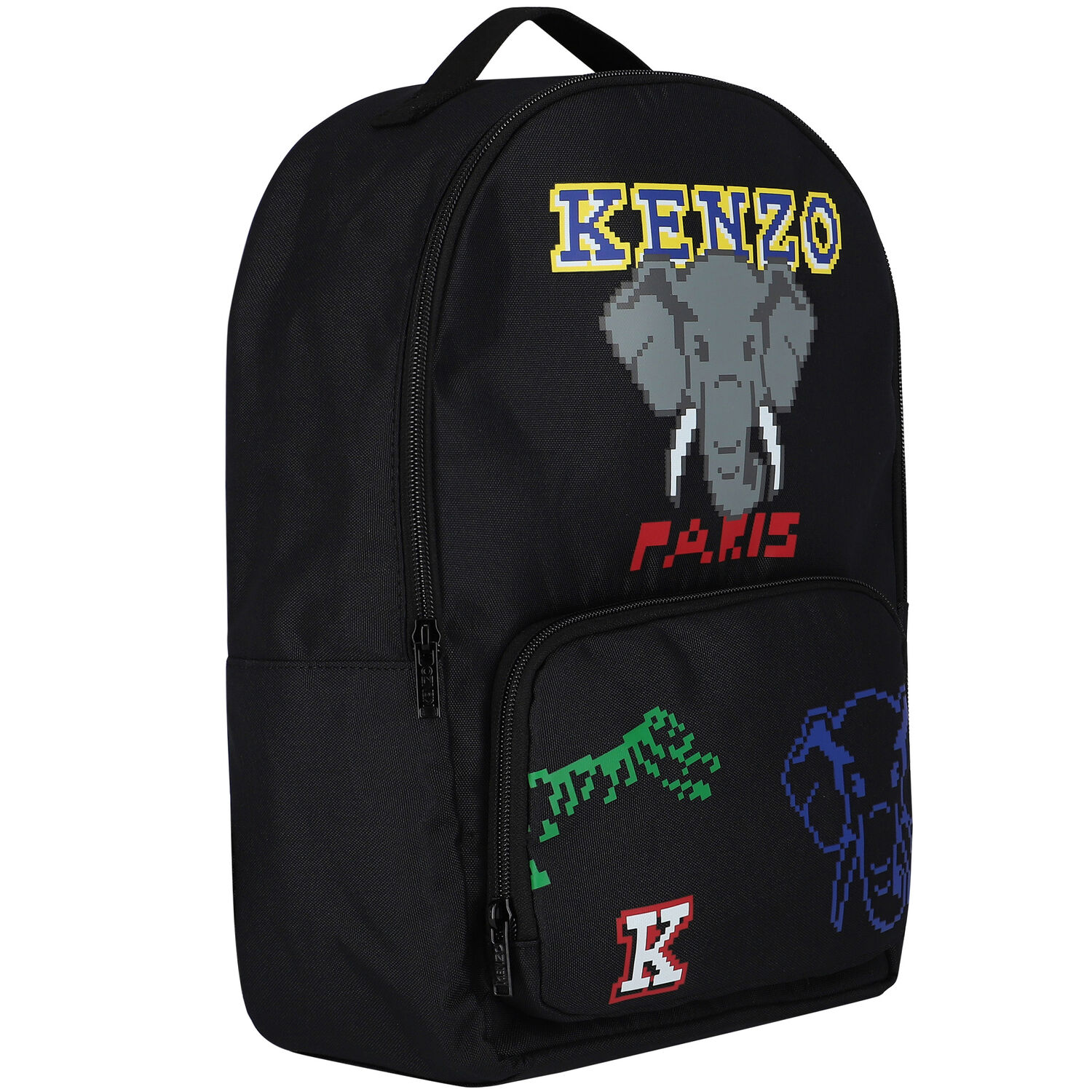 Boys Black Elephant Logo Backpack, 1, hi-res