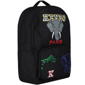 Boys Black Elephant Logo Backpack