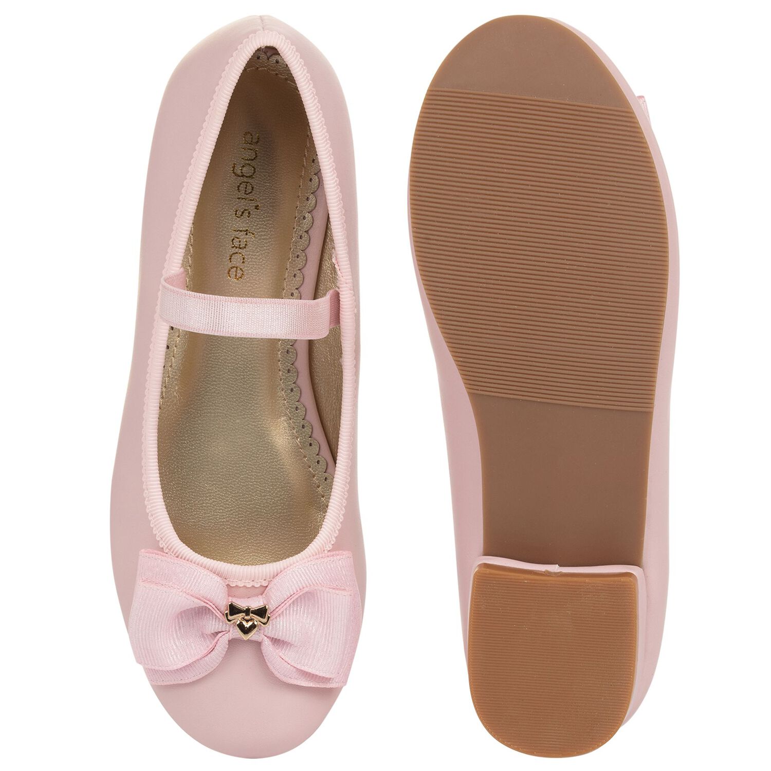 Girls Pink Bow Leather Shoes, 1, hi-res