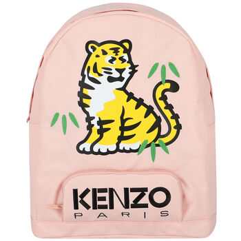 Girls Pink Tiger & Logo Backpack
