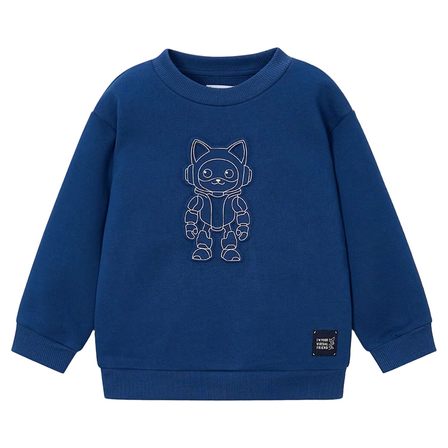 Boys Blue Robot Sweatshirt, 1, hi-res