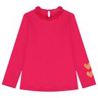 Girls Pink Glittery Hearts Long Sleeve Top, 1, hi-res