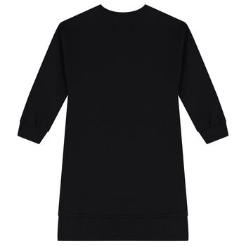 Girls Black Teddy Bear Logo Dress
