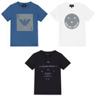 Boys White, Black & Blue Logo T-Shirts ( 3-Pack ), 1, hi-res