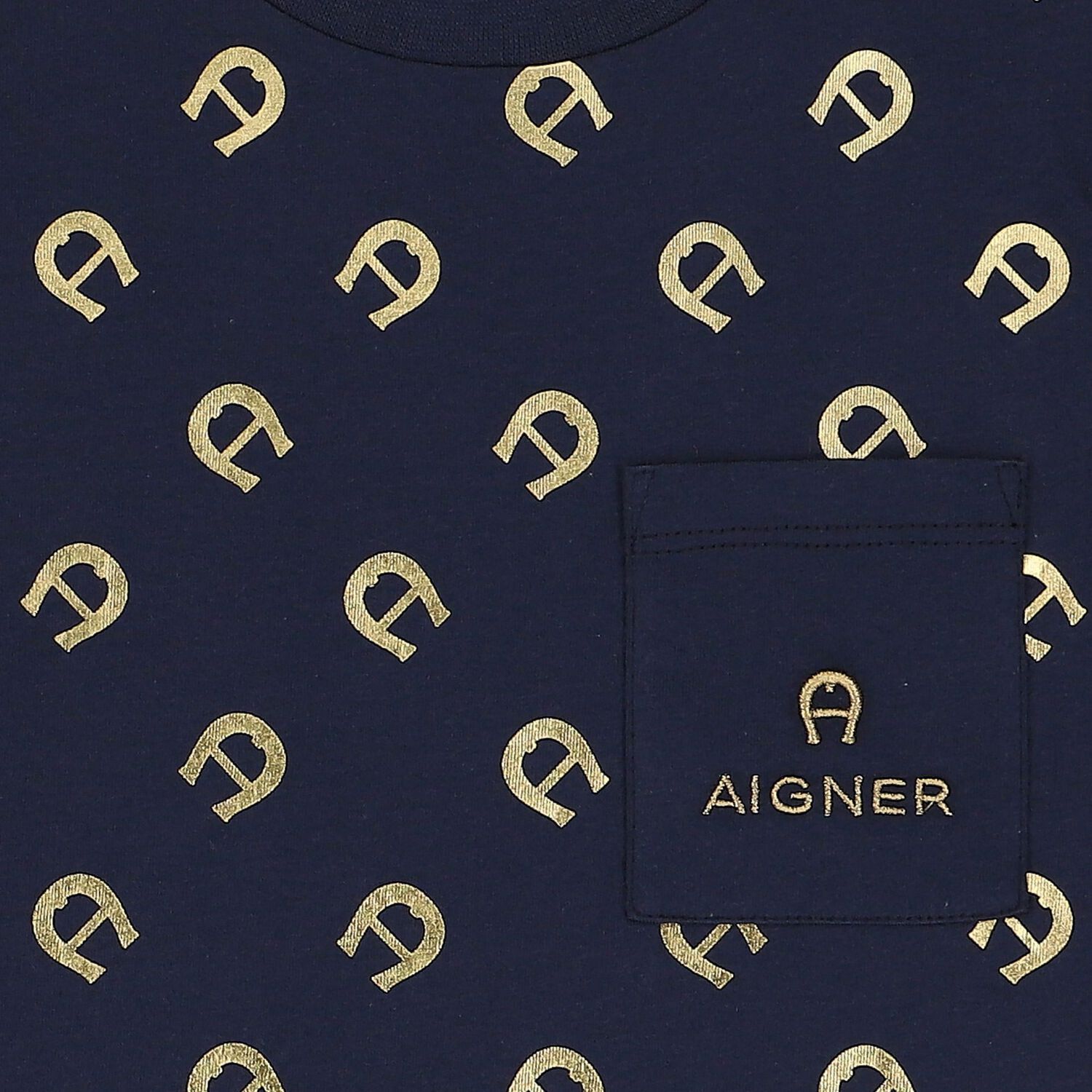 Boys Navy Blue & Gold Logo T-Shirt, 2, hi-res