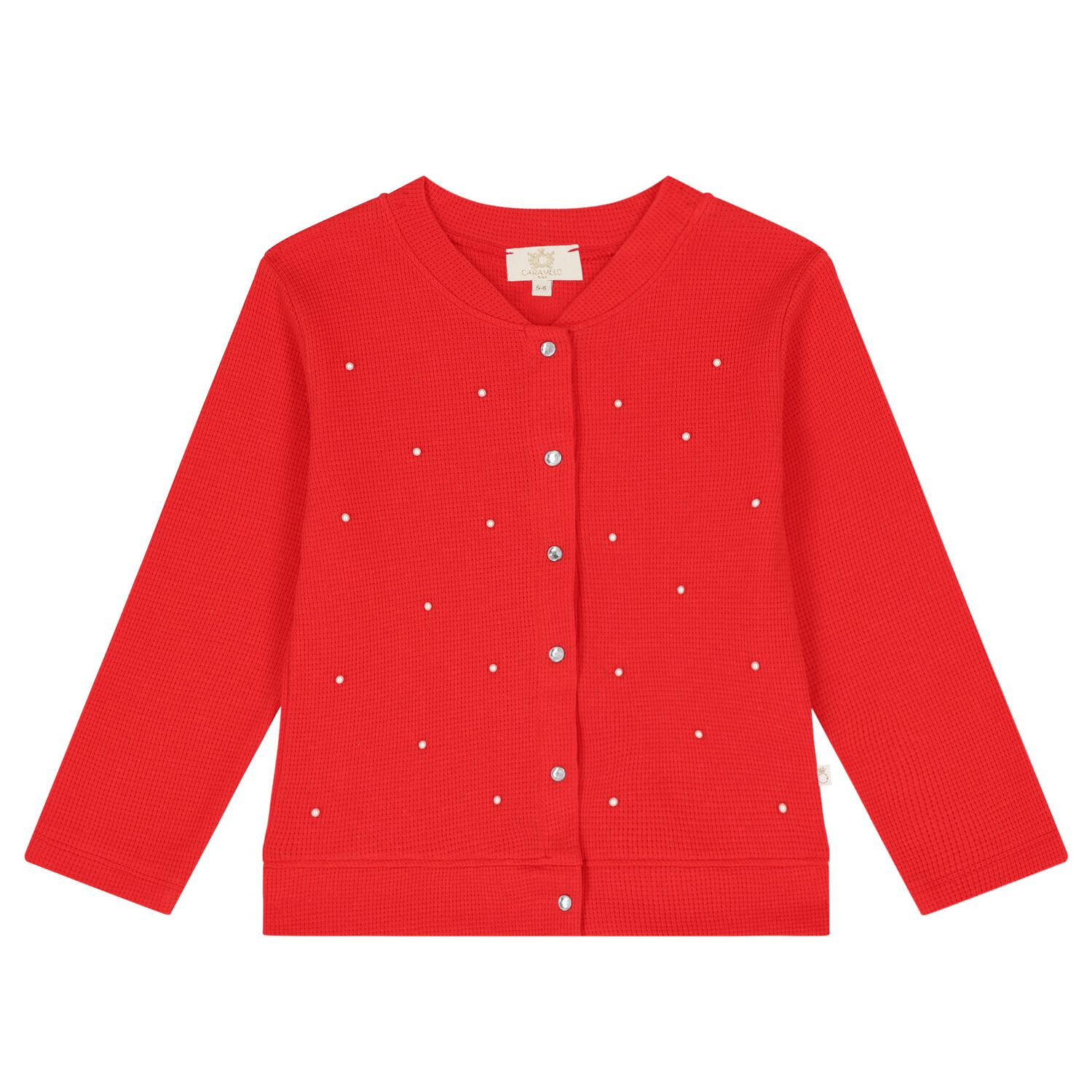 Girls Red Pearl Cardigan, 2, hi-res image number null