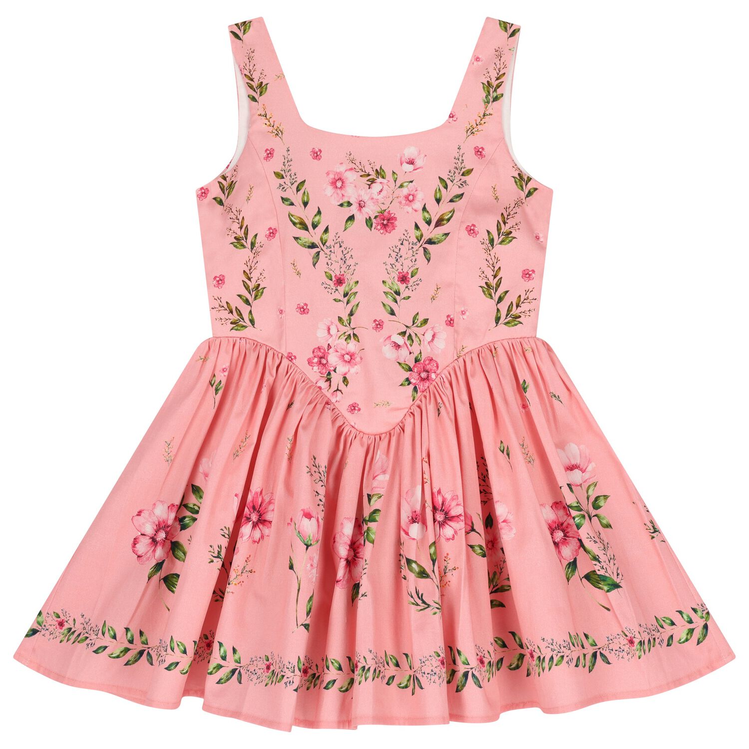 Girls Pink Floral Dress, 1, hi-res