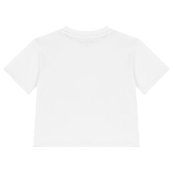 تي شيرت بالشعار باللون الأبيض  للبنات