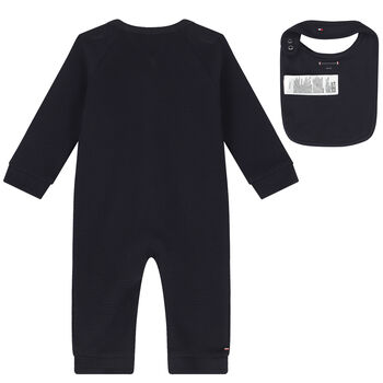 Baby Boys Navy Blue Logo Babygrow Gift Set