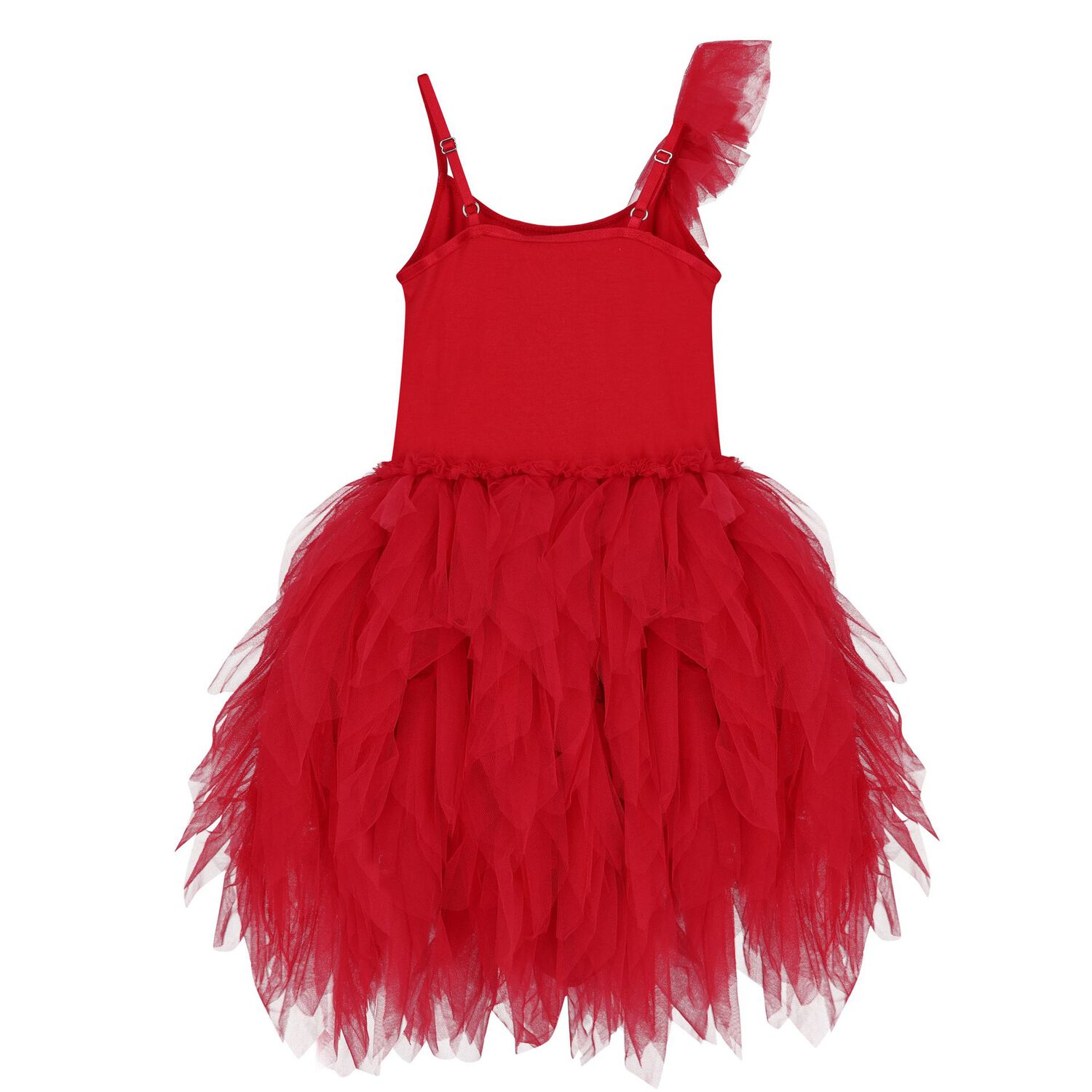 Younger Girls Red Ruffled Tulle Dress Set, 1, hi-res image number null