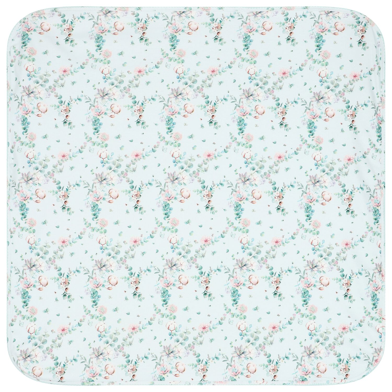 بطانية بنات بطبعة الزهور باللون الأزرق, 1, hi-res