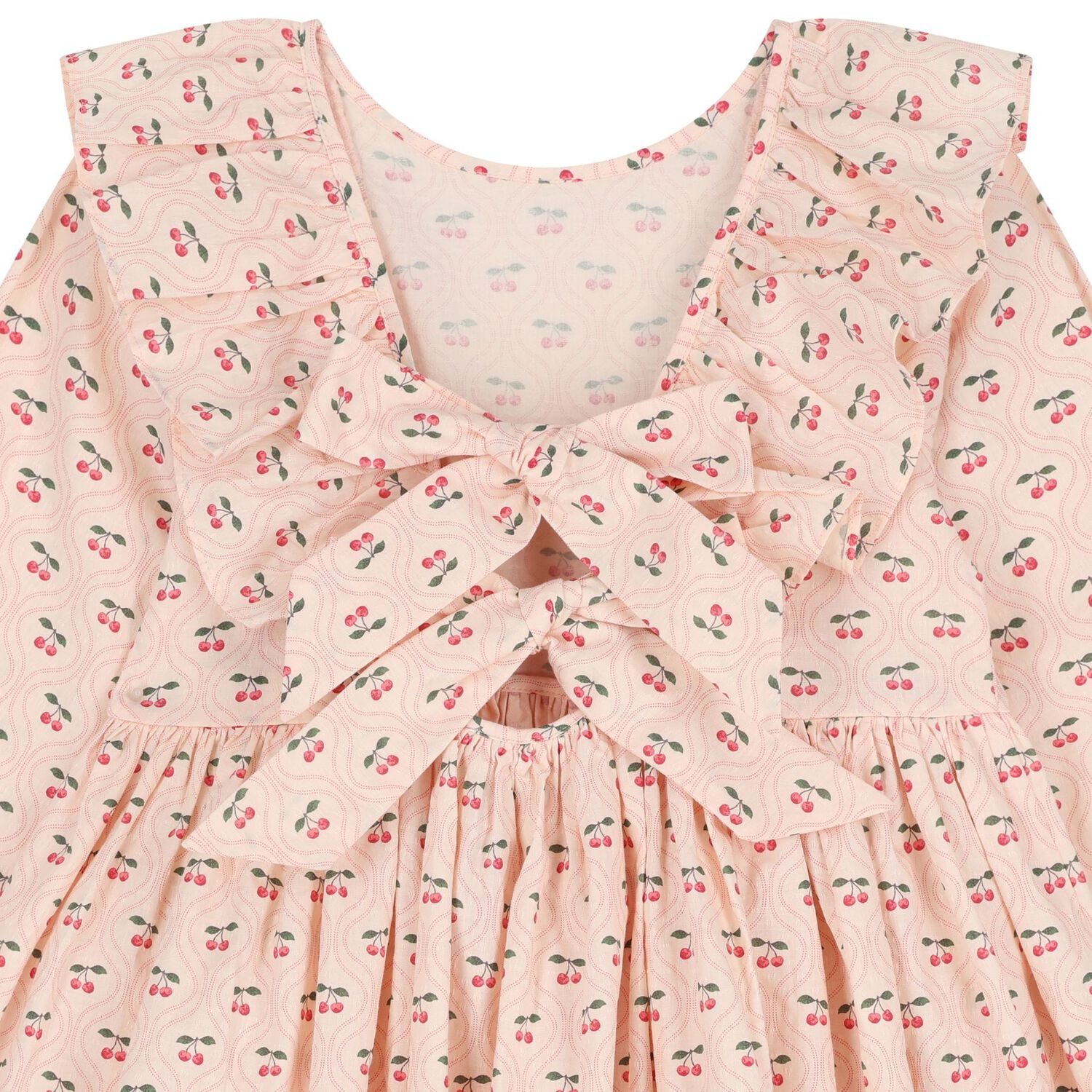 Girls Pink Ruffled Cherry Dress, 1, hi-res