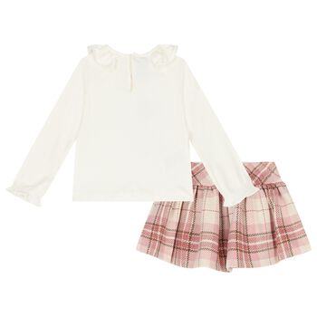 Younger Girls Ivory & Pink Skirt set