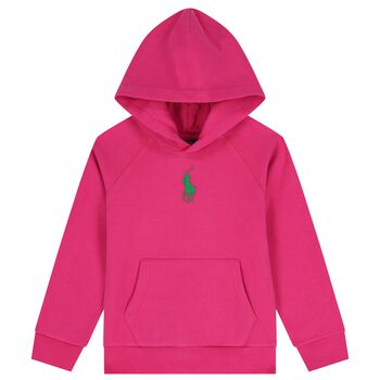 Girls Pink Logo Hooded Top