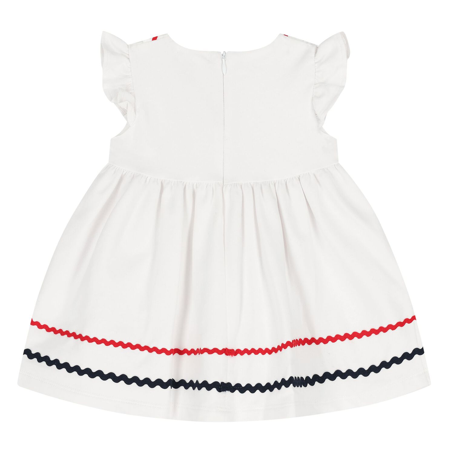 Baby Girls White & Navy Blue Dress Set, 1, hi-res