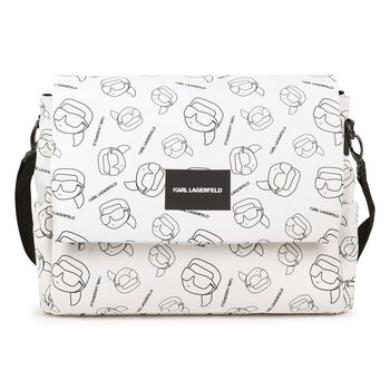 White Ikonik Karl Logo Changing Bag