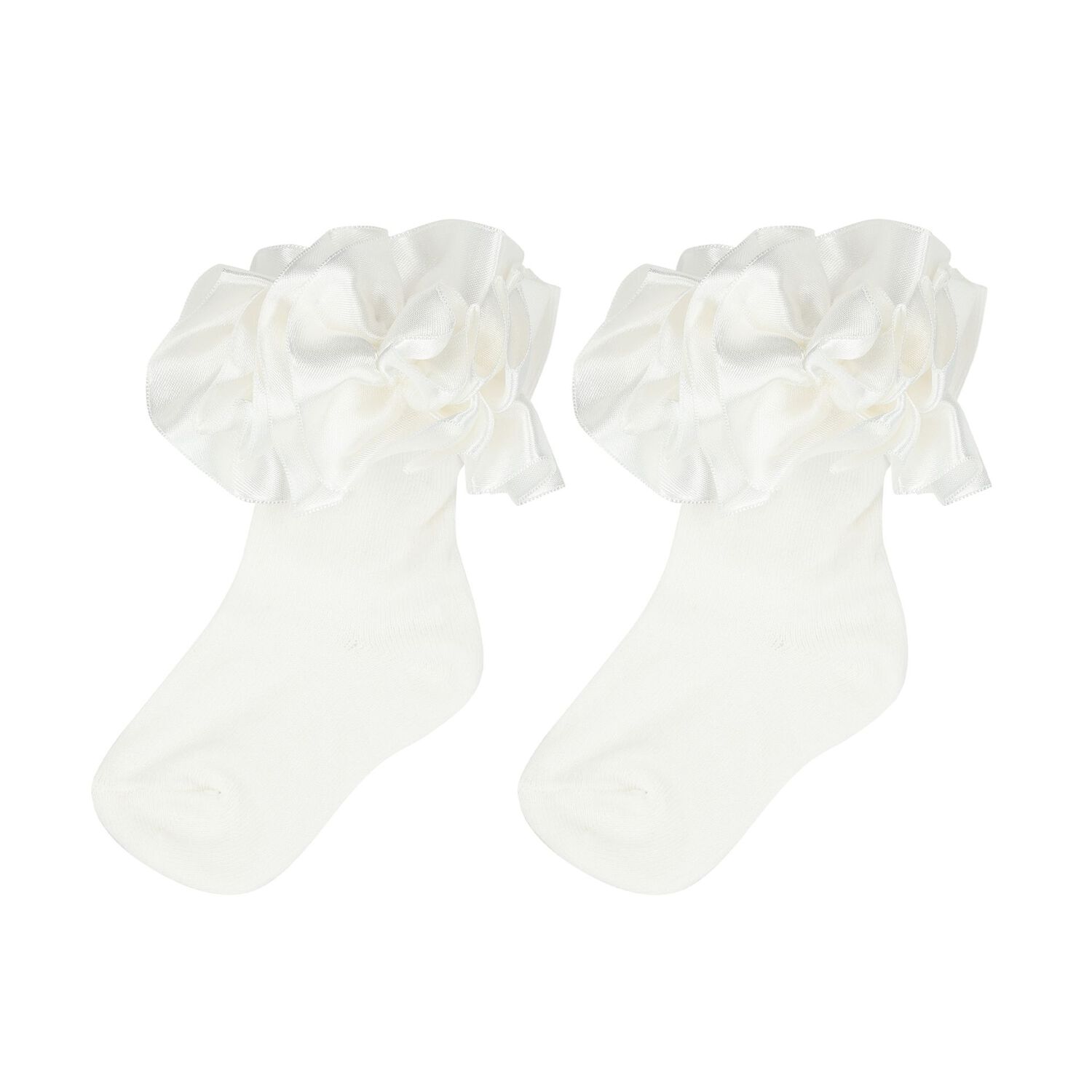 Baby Girls Ivory Ruffled Socks, 3, hi-res image number null