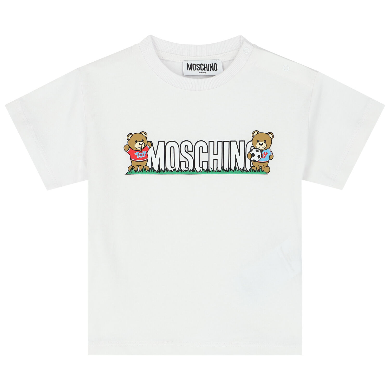 طقم شورت بشعار تيدى باللون الابيض والرمادى للاولاد, 1, hi-res