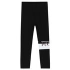 Girls Black Logo Leggings, 1, hi-res