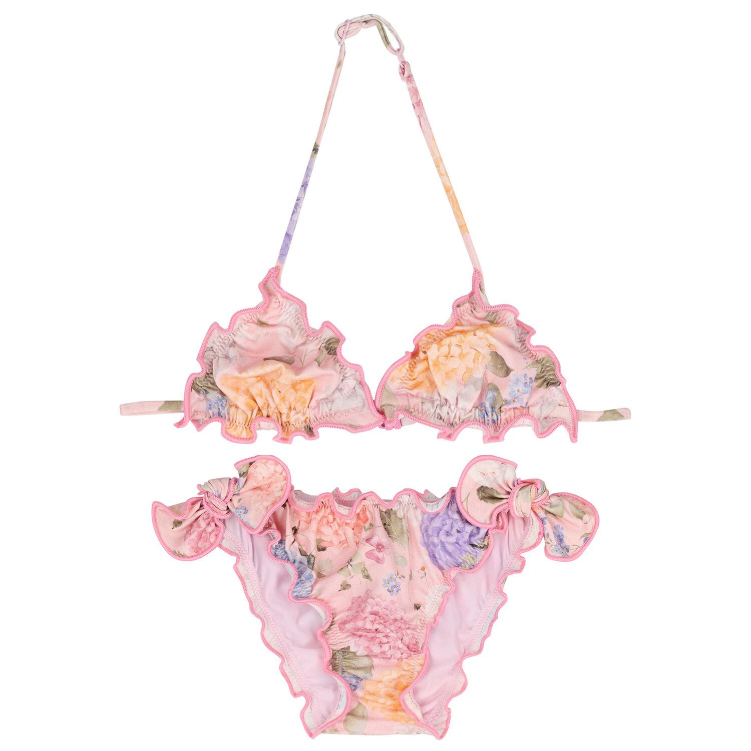 Girls Pink Floral Bikini, 1, hi-res