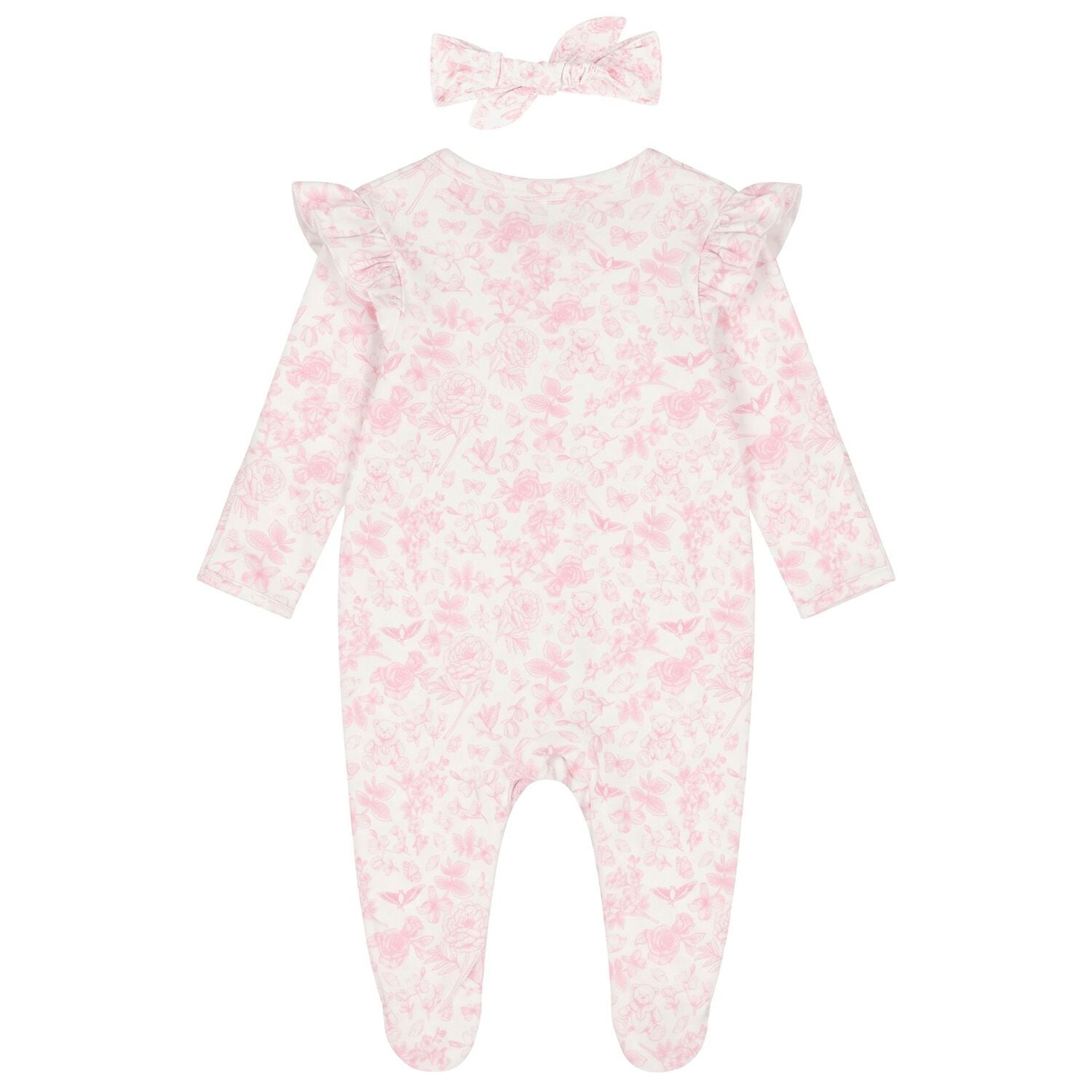 Baby Girls White & Pink Floral Babygrow Gift Set, 1, hi-res