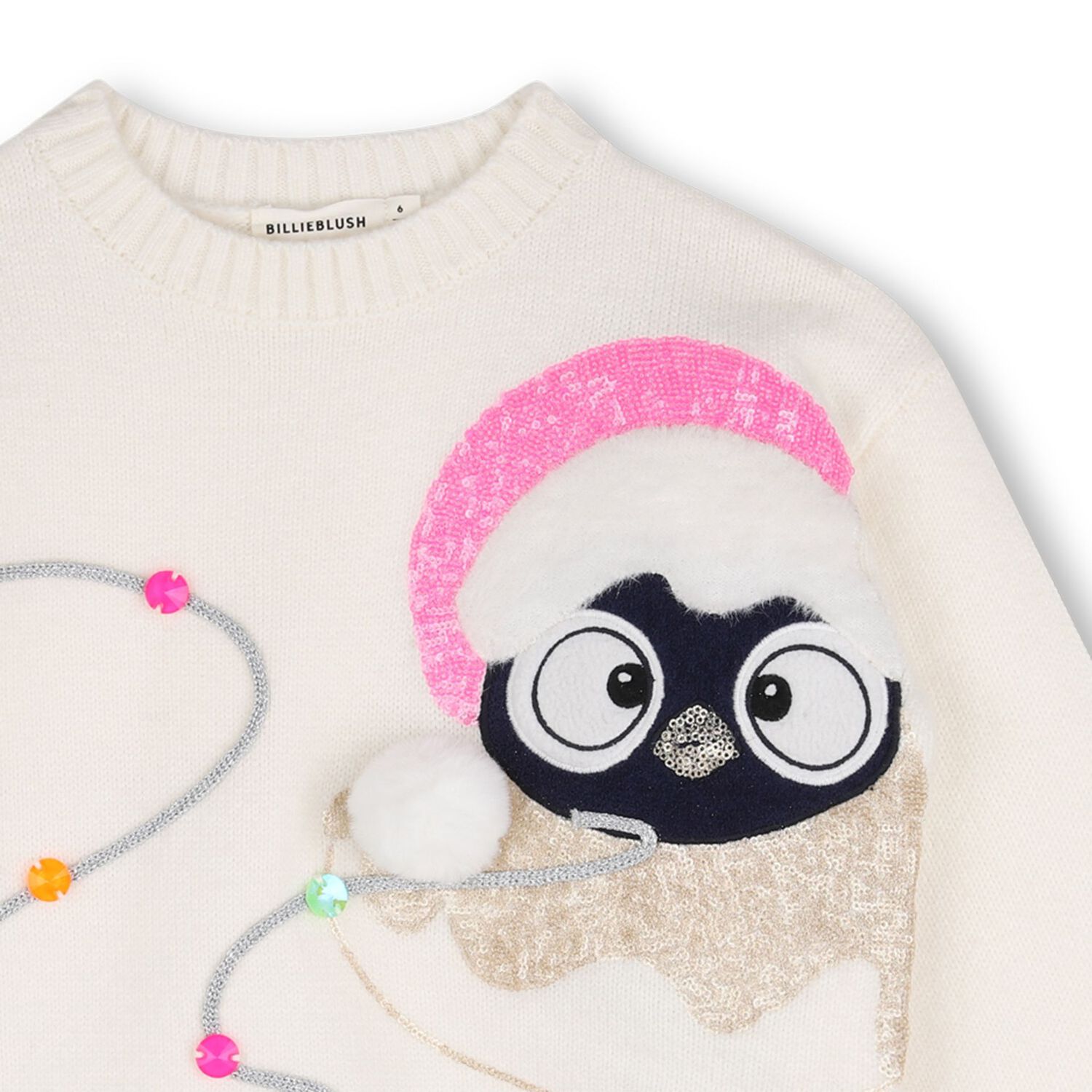 Girls Ivory Embellished Bird Knitted Jumper, 1, hi-res