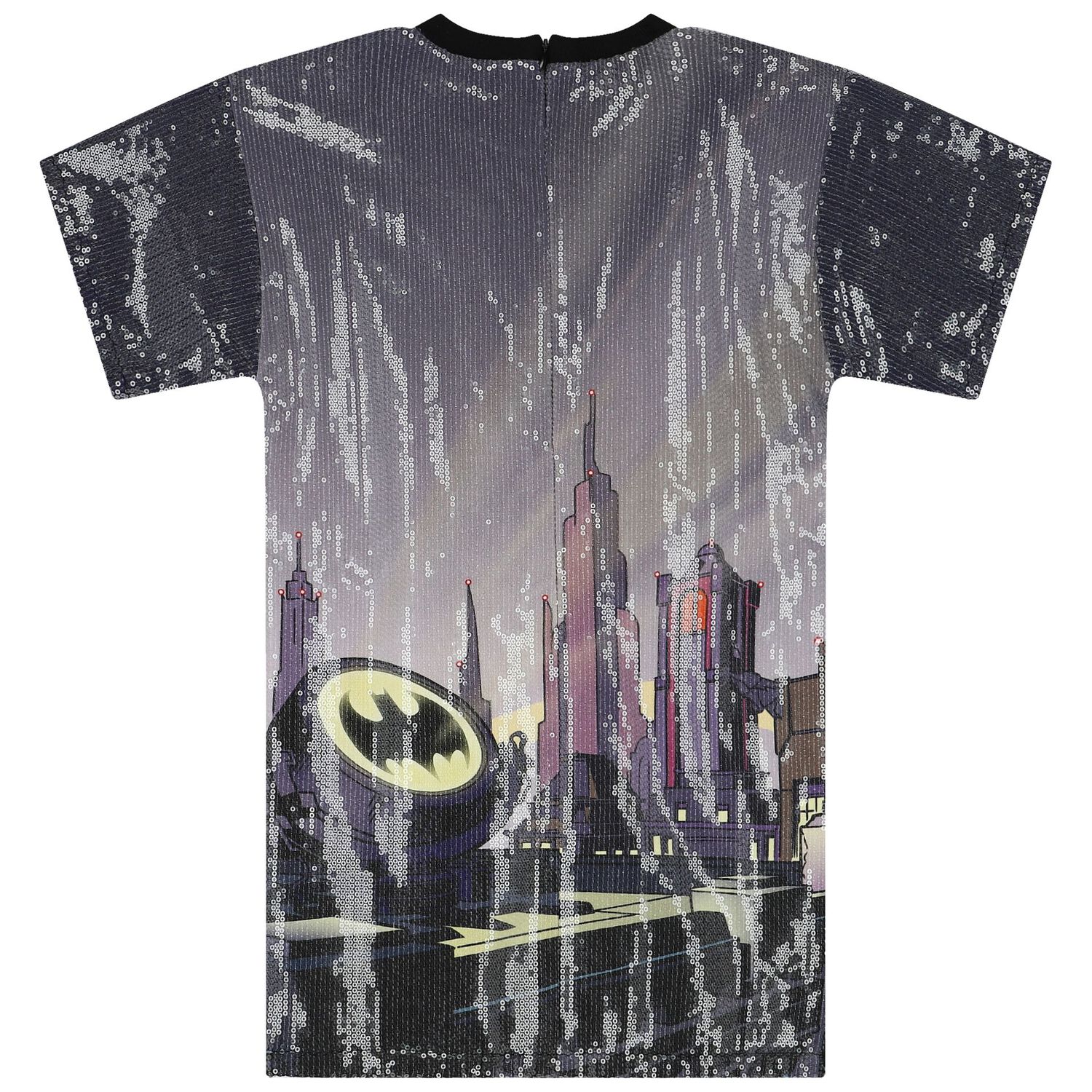 Girls Navy Blue Batman Embellished Dress, 1, hi-res