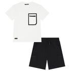 Boys White & Black Shorts Set, 2, hi-res