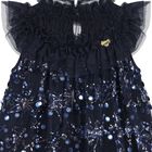 Girls Navy Blue Embellished Tulle Dress, 4, hi-res