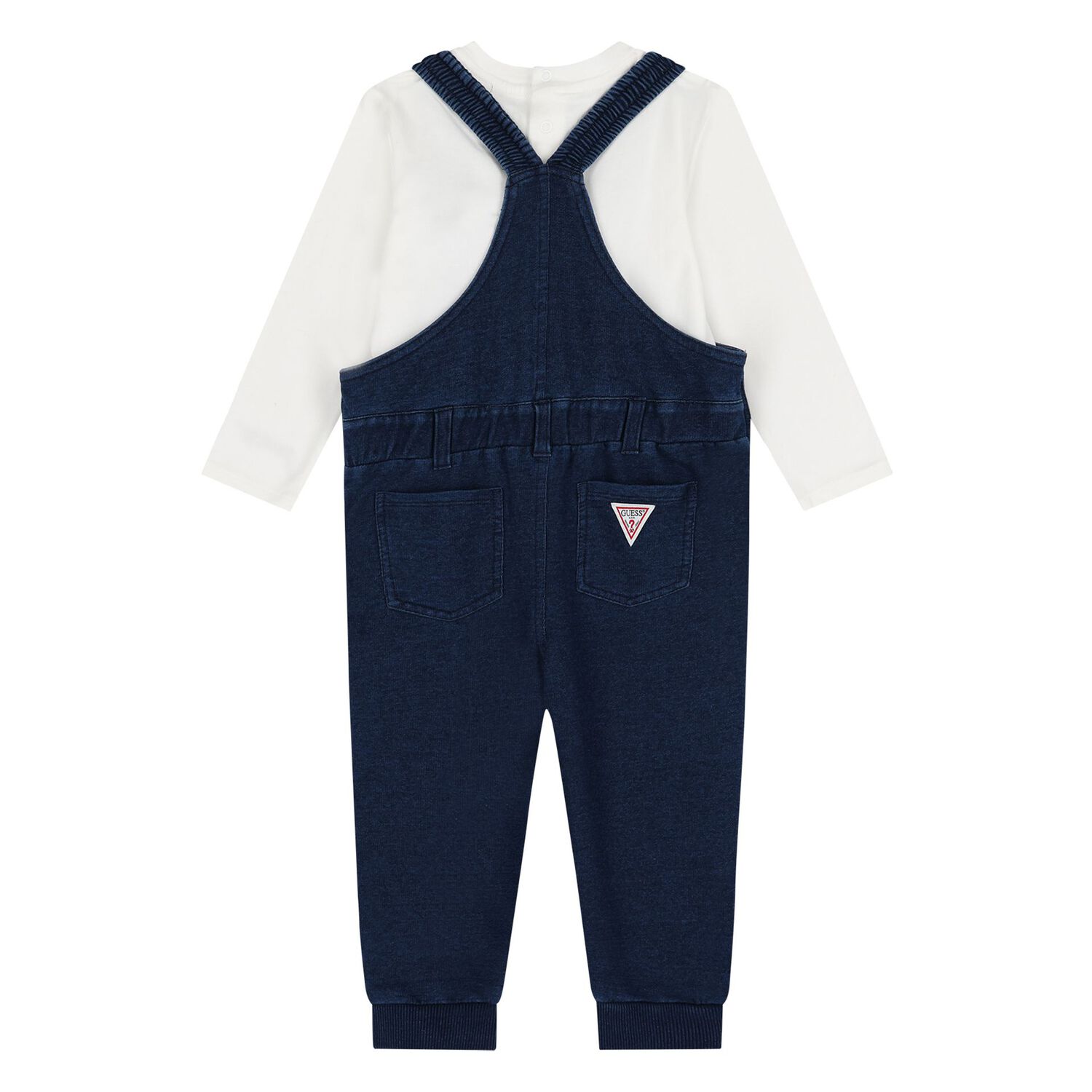 Baby Boys Navy Blue Logo Teddy Bear Dungaree Set, 1, hi-res image number null