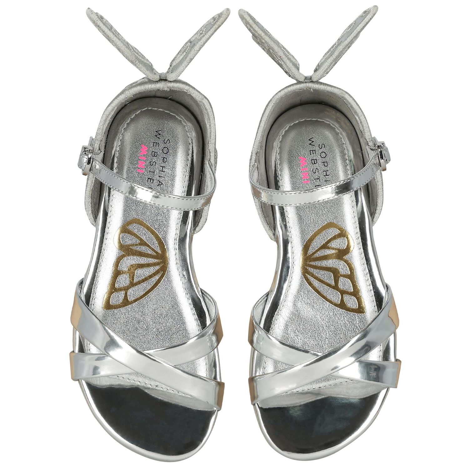 Girls Silver Butterfly Sandals, 1, hi-res image number null