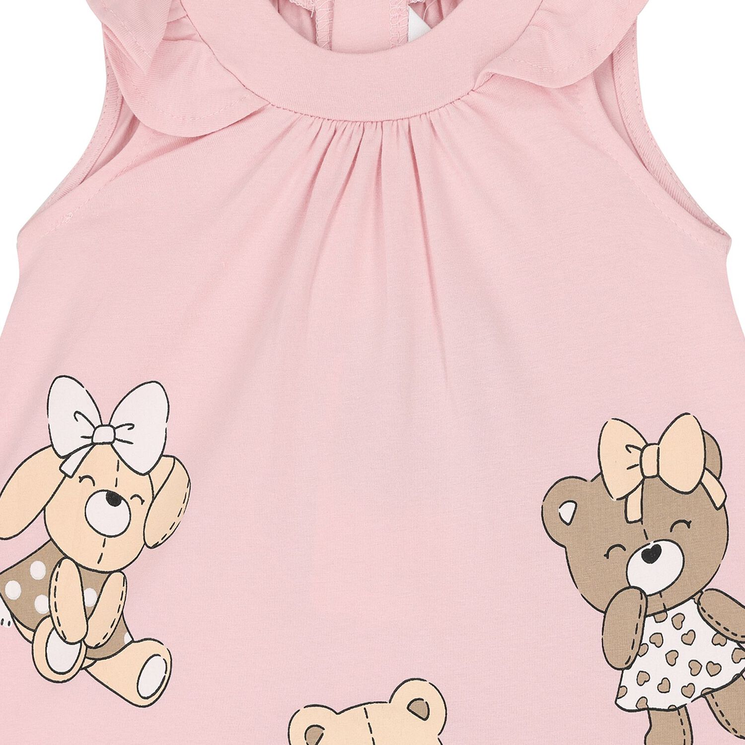 Baby Girls Pink Cotton Teddy Bear Dress, 3, hi-res