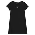 Girls Black Logo Dress, 2, hi-res