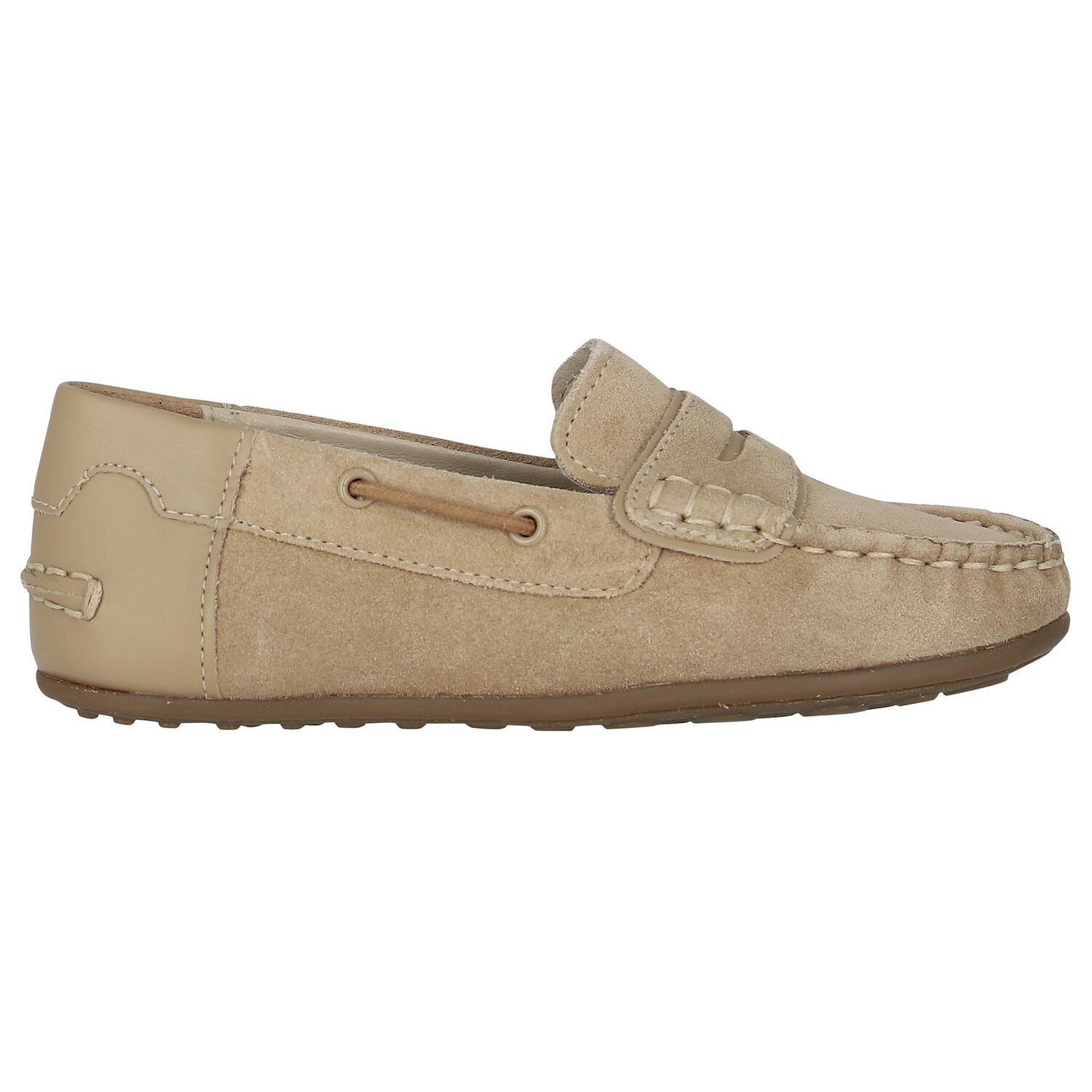 Boys Beige Suede & Leather Loafers, 1, hi-res image number null