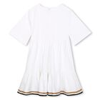 Girls White Logo Dress, 1, hi-res