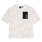 Boys White & Beige Logo T-Shirt, 1, hi-res